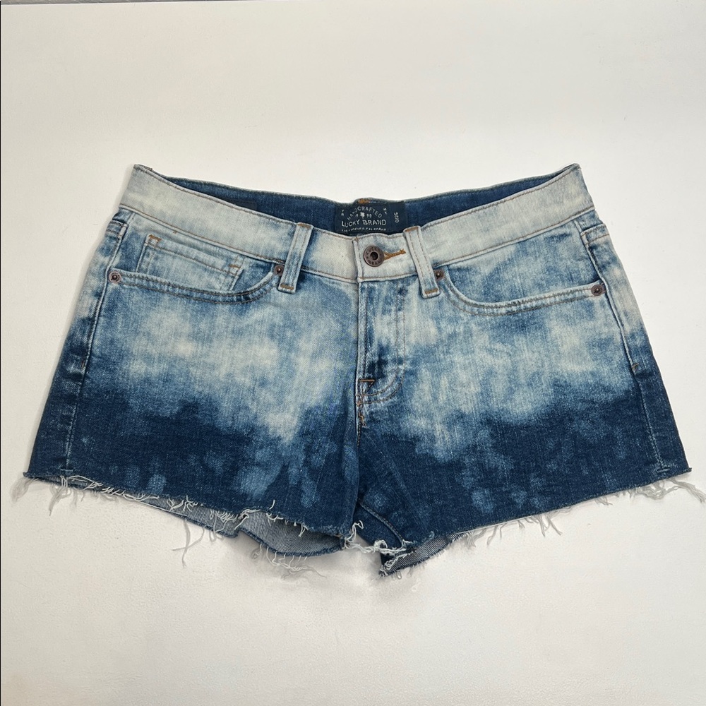 Lucky Brand The Cut Off denim jean shorts bleach ombre size 0 / 25